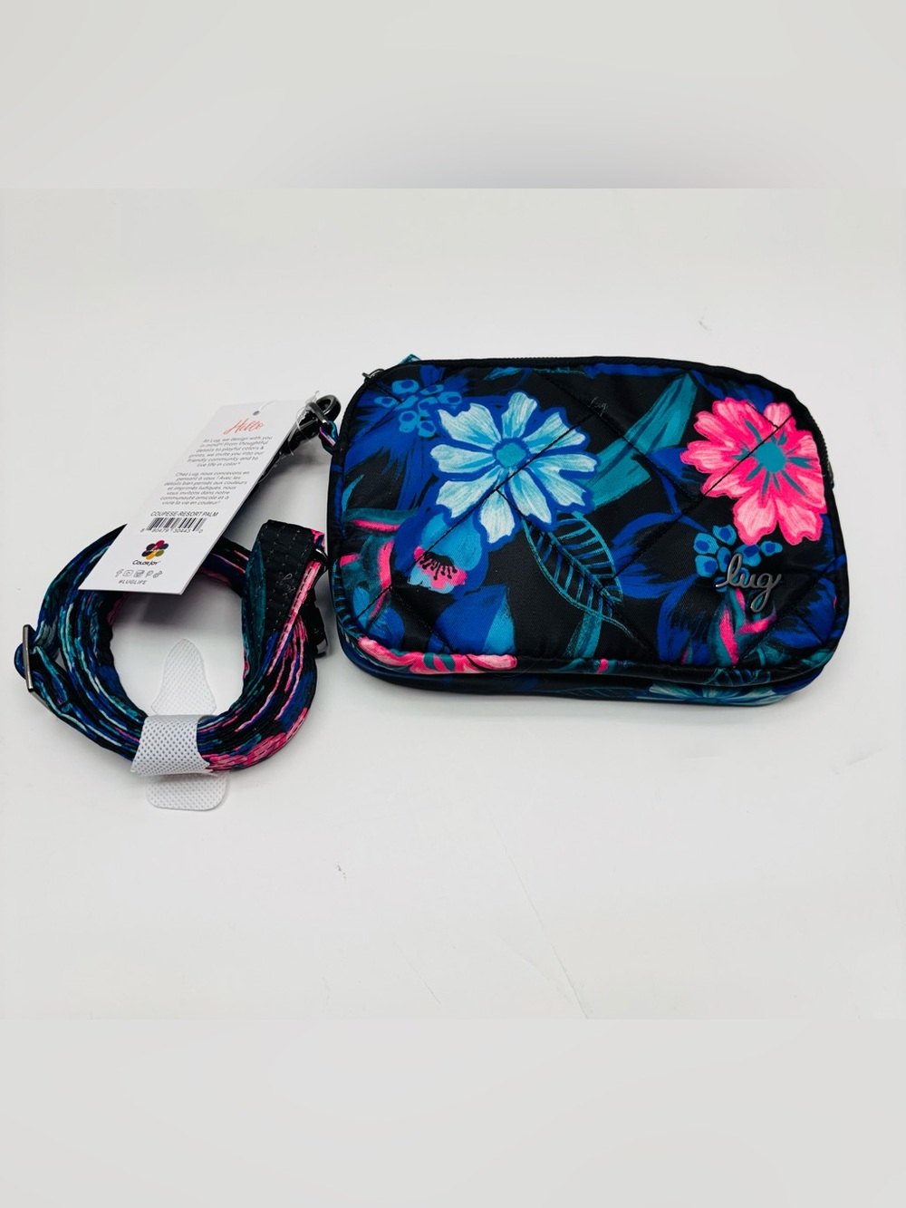 MAKE AN OFFER! NWT Lug RESORT BLACK Coupe SE Crossbody Bag Blue Pink